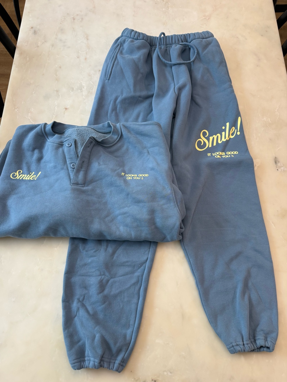 Smile! Women's Blue Cozy Sweatshirt & Jogger Set